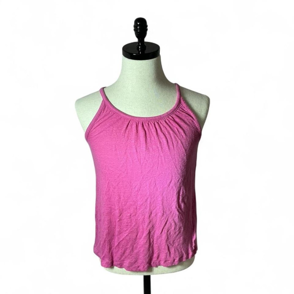 Halston Women's Pink Linen Tank Top Sleeveless Casual Summer